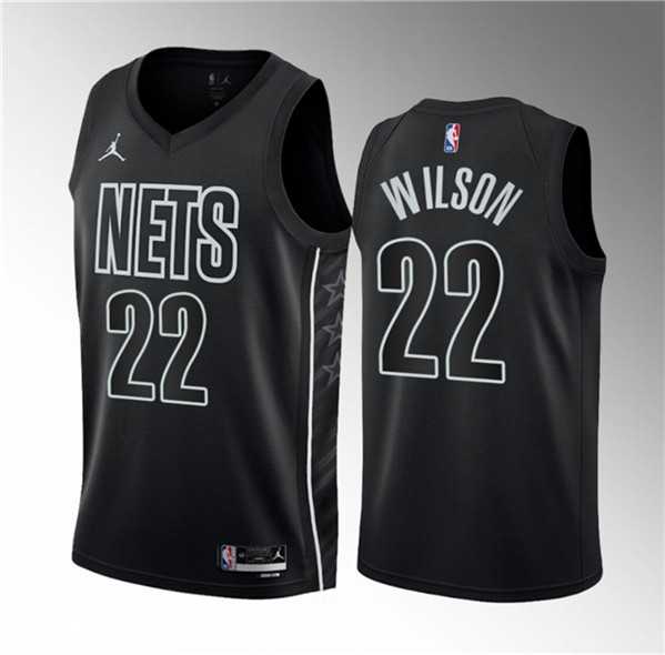Men's Brooklyn Nets #22 Jalen Wilson Black 2023 Draft Statement Edition Stitched Basketball Jersey Dzhi